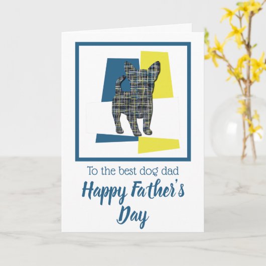 Chihuahua-hond Silhouette Driekleur Vaderdag Kaart (Gele Bloem)