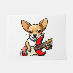 Chihuahua hond spelen de elektrische gitaar. vecto deurmat