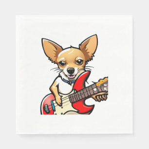 Chihuahua hond spelen de elektrische gitaar. vecto servet