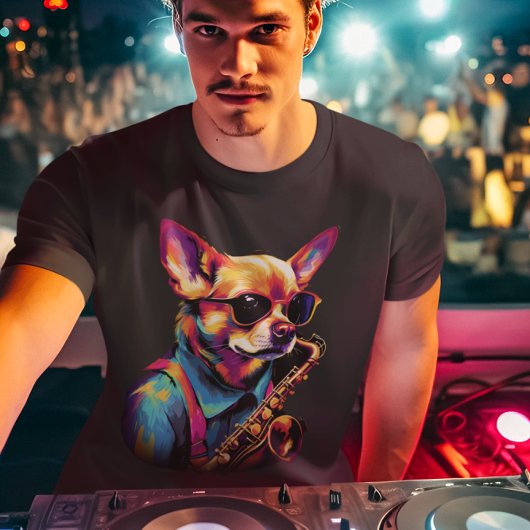 Chihuahua Hond spelen Saxofoon T-shirt