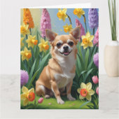 Chihuahua Hond Spring Bloemen Schilderen Kaart (Voorkant)