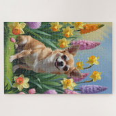 Chihuahua Hond Spring Bloemen Schilderen Legpuzzel (Horizontaal)