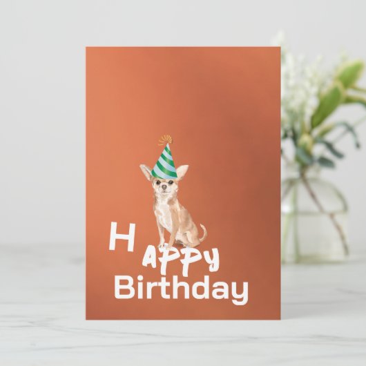 Chihuahua hond verjaardagsfeestje uitnodiging (Staand voorkant)