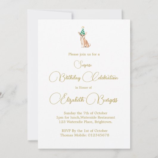 Chihuahua hond verjaardagsfeestje uitnodiging (Achterkant)