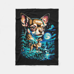 Chihuahua-hond volle maan nacht bos waterval fleece deken