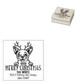 Chihuahua Hond Vrolijk Kerstmis Retouradres Rubberstempel (Gestempeld)