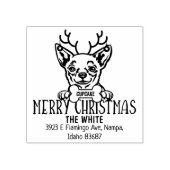 Chihuahua Hond Vrolijk Kerstmis Retouradres Rubberstempel (Afrduk)