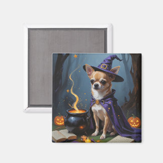 Chihuahua Hond Whimsicale Halloween Schilderij Magneet