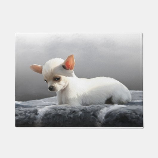 Chihuahua Hond Zittend Hond Portret Kunst Schilder Deurmat (Voorkant)