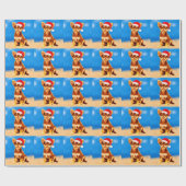Chihuahua Hond Zittend Op Strand Kerst Pet Cadeaupapier (Vlak)