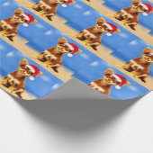 Chihuahua Hond Zittend Op Strand Kerst Pet Cadeaupapier (Hoek)