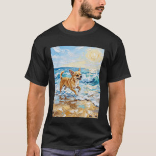 Chihuahua-hond Zonnig strand Kunstwerk T-shirt