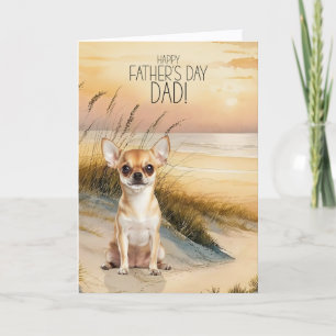 Chihuahua-hond Zonsondergang Strand Vaderdag Feestdagen Kaart