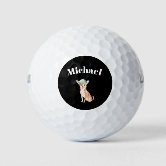 Chihuahua Hond Zwart Persoonlijk Golfballen (Voorkant)
