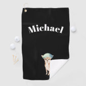 Chihuahua Hond Zwart Persoonlijk Golfhanddoek (Insitu)