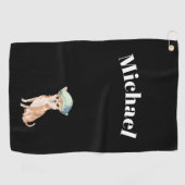 Chihuahua Hond Zwart Persoonlijk Golfhanddoek (Horizontaal)