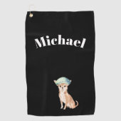 Chihuahua Hond Zwart Persoonlijk Golfhanddoek (Voorkant)