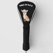 Chihuahua Hond Zwart Persoonlijk Golfheadcover (Voorkant)