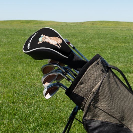 Chihuahua Hond Zwart Persoonlijk Golfheadcover (Insitu)