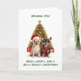 Chihuahua Honden Kerstmis Feestdagen Kaart
