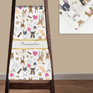 Chihuahua Honden Pootafdrukken Hartjes Bot Tekst P Fleece Deken