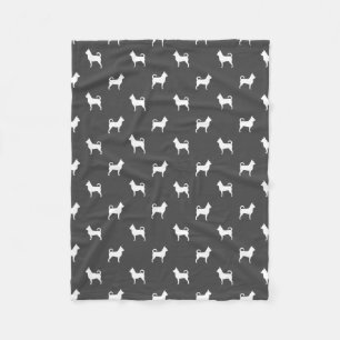 Chihuahua Honden Silhouet Patroon Grijs en Wit Fleece Deken
