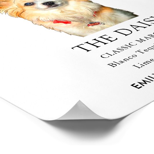 Chihuahua Hondenbruiloft Handtekening Drink Teken Poster (Hoek)