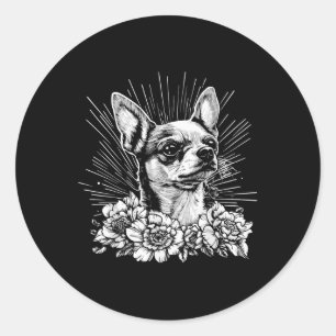 Chihuahua Hondenliefhebber Retro Style Tattoo Ronde Sticker