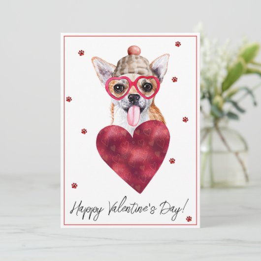Chihuahua-hondenliefhebber Valentijnscadeau Feestdagenkaart (Staand voorkant)