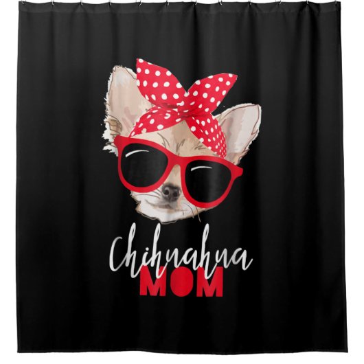 Chihuahua Hondenmoeder Zonnebril Schattige Hondenc Douchegordijn (Voorkant)