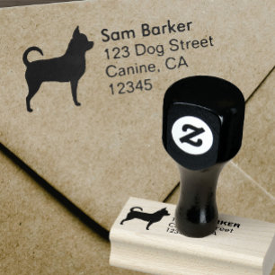 Chihuahua Hondenras Silhouette Return Address Rubberstempel