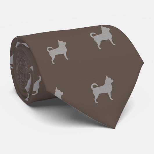 Chihuahua Hondenras Silhouettes Pattern Stropdas (Opgerold)