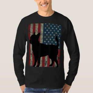 Chihuahua Hondensilhouet  Amerikaanse Vlag 4e T-shirt