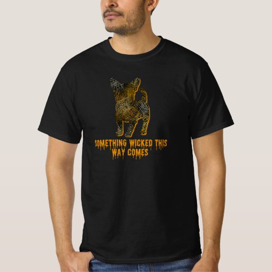 Chihuahua Hondensilhouet Leuk Sinaasappel Hallowee T-shirt (Voorkant)