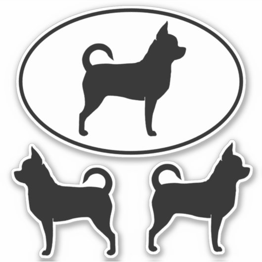 Chihuahua Hondensilhouetten Vinyl Sticker Set (Voorkant)