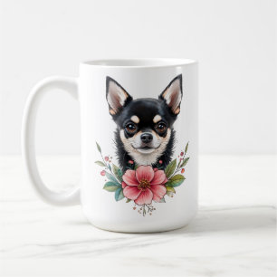 Chihuahua-hondje met mooie bloemen hond mama koffiemok