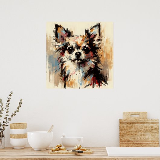 Chihuahua-hondkunstposter Poster (Keuken)