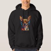 Chihuahua Hoofdtelefoon Hond Grappig Dier Art Prin Hoodie (Voorkant)