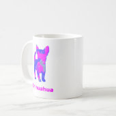 Chihuahua Hot Pink & Blue Silhouette Dog White Koffiemok (Voorkant links)
