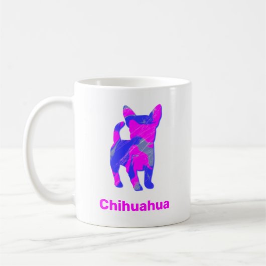 Chihuahua Hot Pink & Blue Silhouette Dog White Koffiemok (Links)
