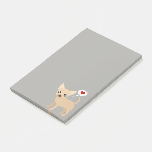 Chihuahua houdt van rood hart post-it® notes (Schuin)