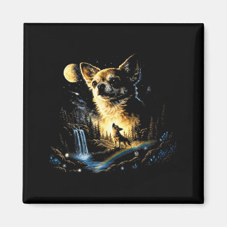 Chihuahua howling to the moon vintage funny magneet