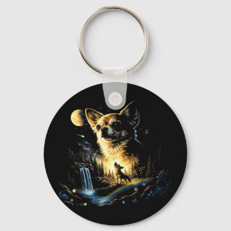 Chihuahua howling to the moon vintage funny sleutelhanger