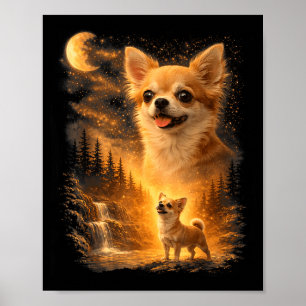Chihuahua huilend naar de maan vintage 90s grappig poster