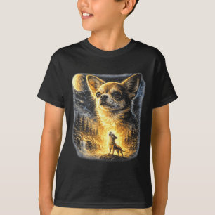Chihuahua huilend naar de maan vintage grappig t-shirt