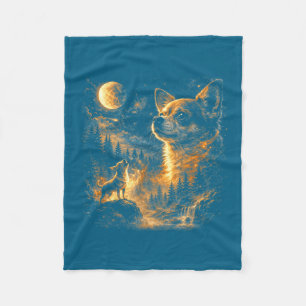 Chihuahua huilt naar de maan vintage 90s retro fleece deken