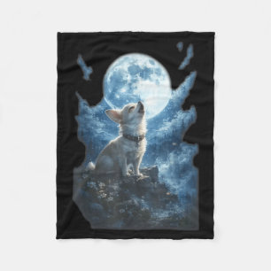 Chihuahua huilt naar de maan vintage grappig fleece deken