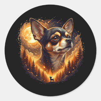 Chihuahua huilt naar de maan vintage grappig ronde sticker