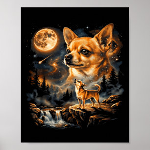 Chihuahua huilt naar de maan vintage grappige Chih Poster