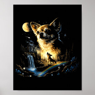 Chihuahua Huilt Naar De Maan Vintage Grappige Chih Poster